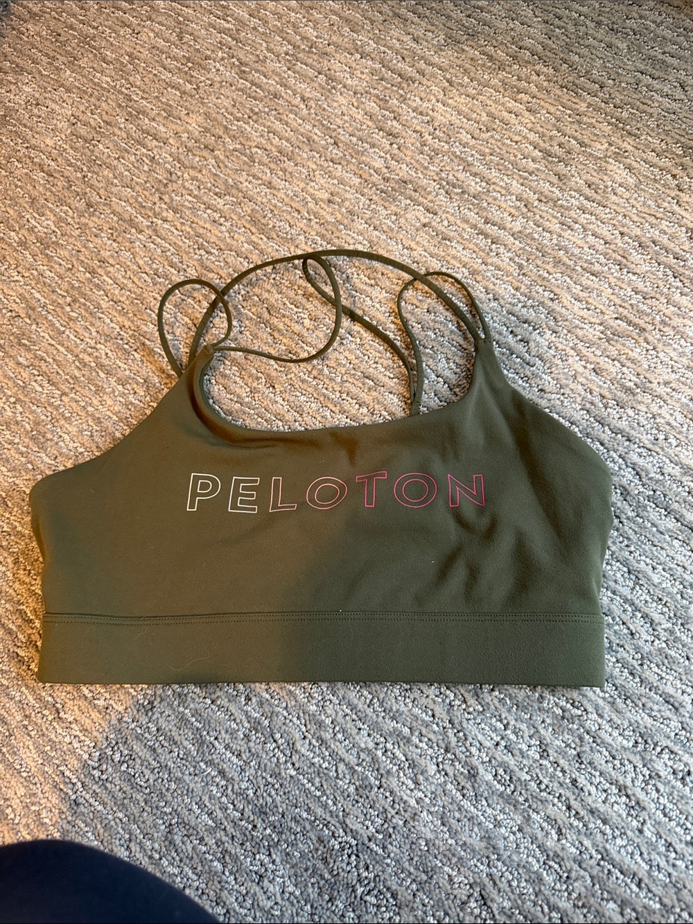 Peloton Olive Green Crisscross-Strap Sports Bra